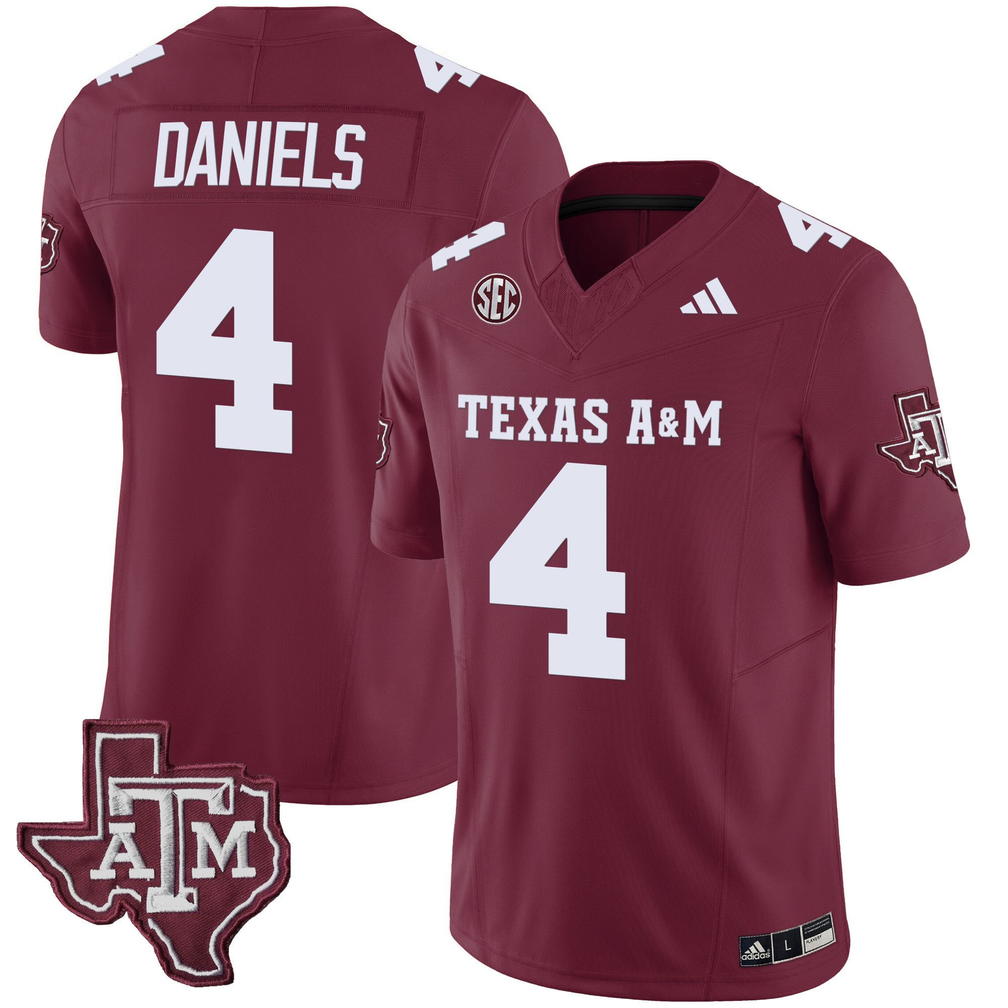 Men Texas A&M Aggies #4 Daniels Red 2024 Vapor Limited NCAA Jersey style 1
